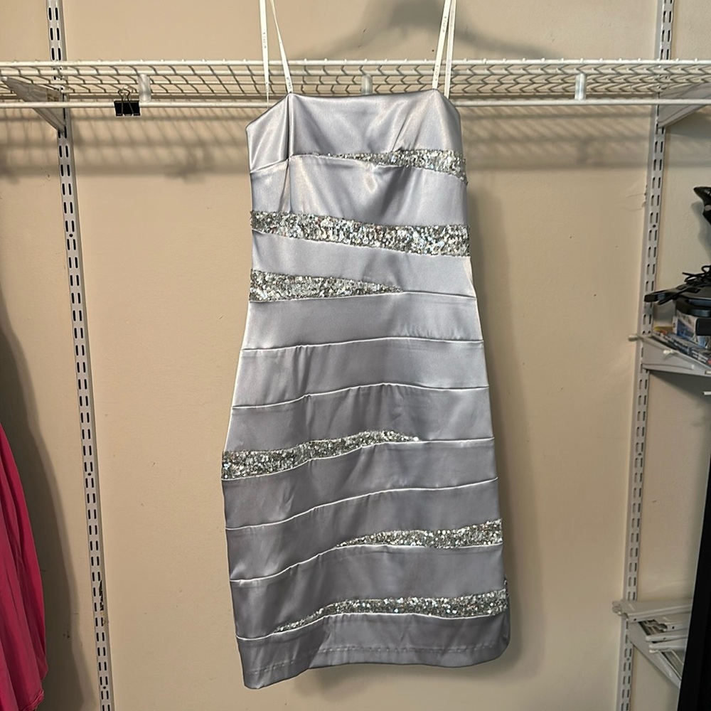 NWT B Darlin silver strapless dress